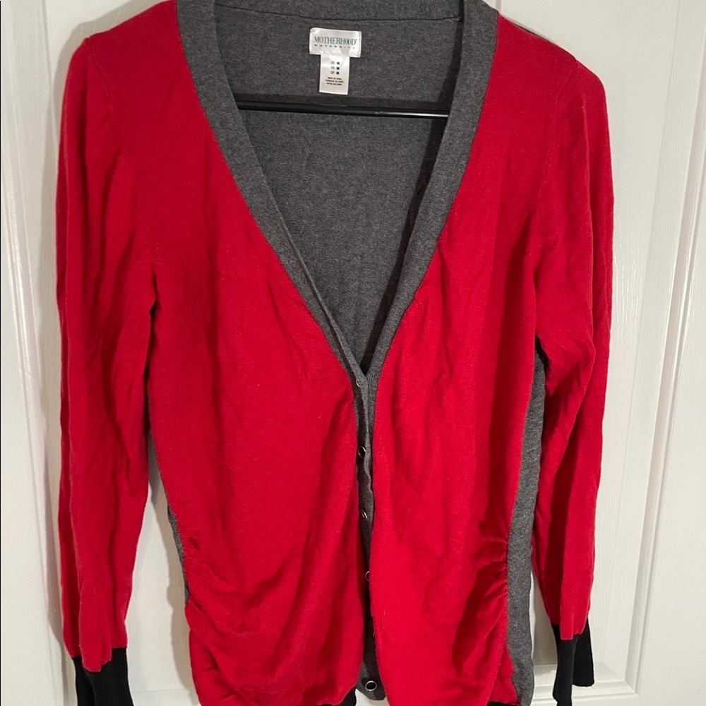 Black, gray, red, maternity sweater
